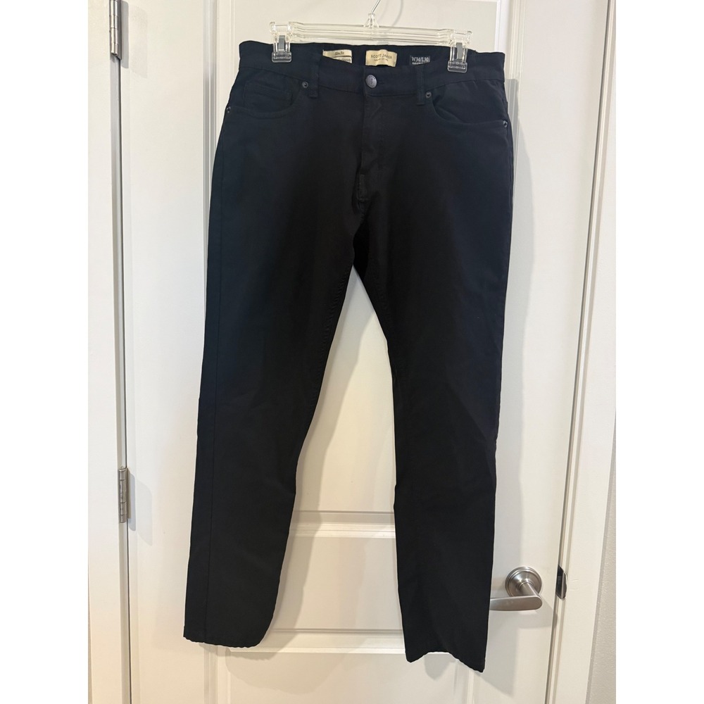 Scott James Mens Slim Fit Black 5-Pocket‎ Pants Trousers W34 L30 Solid Casual